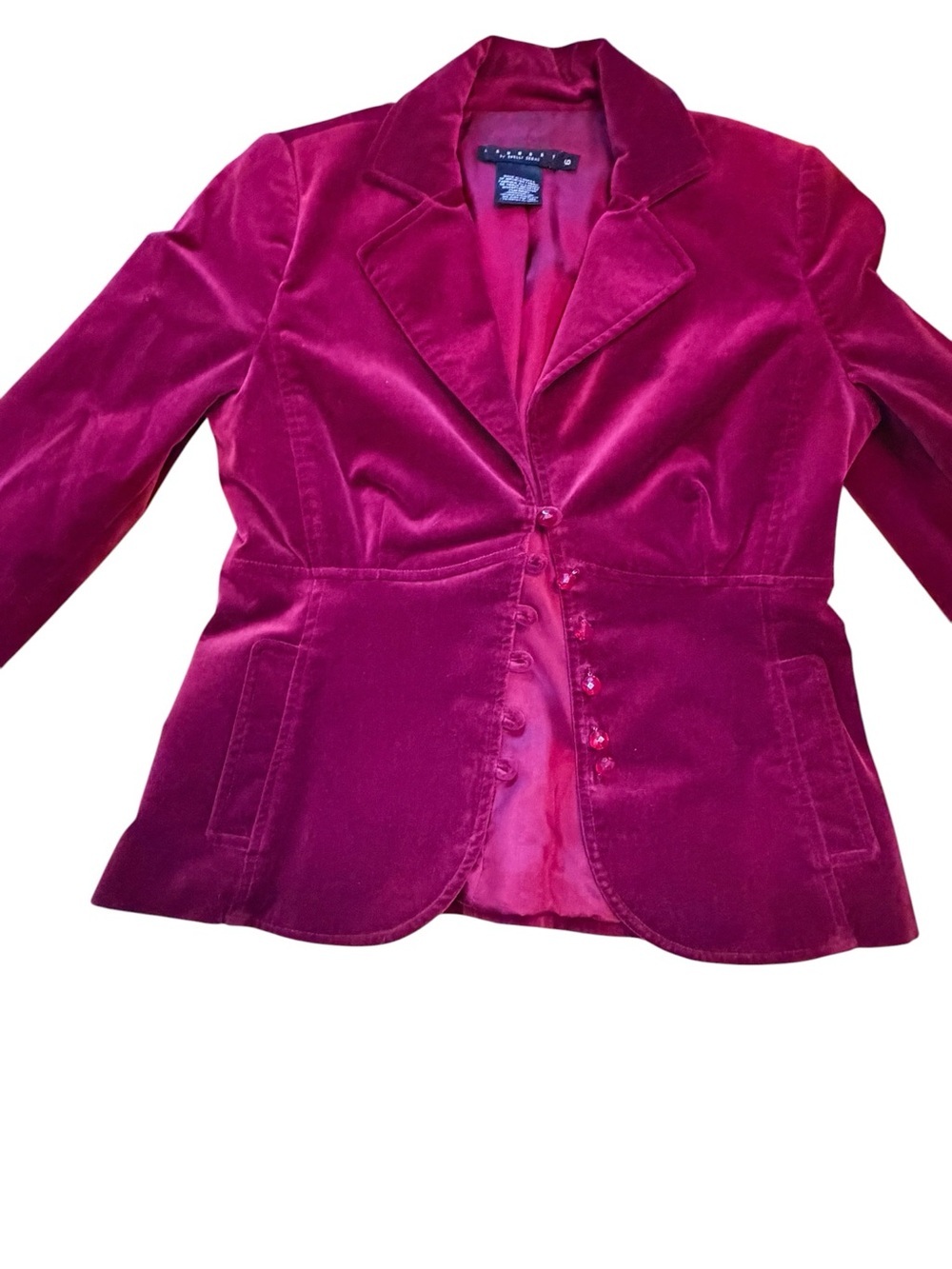 Laundry by Shelli Segal Velvet Blazer in Rich Raspberry